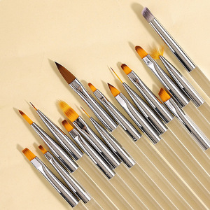 Lot de 16 pinceaux à ongles transparents à manche rond, pour manucure française, dégradé oblique, liner, gel UV, salon de manucure, pinceaux pour nail art - Product Image 2