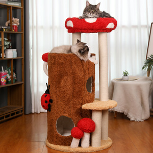 Nuova Collezione All'Ingrosso: Albero per Gatti in Velluto con Design a Tana, Struttura Verticale Tutto-in-Uno per Arrampicata Felina - Product Image 3