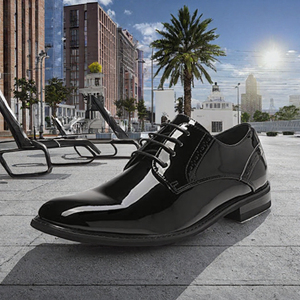 Chaussures habillées pour hommes en cuir verni brillant, à bout pointu, à lacets, style Oxford, respirantes, légères, antidérapantes, pour fêtes et bureau, faible MOQ, OEM - Product Image 3