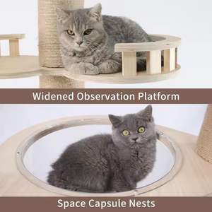 Muebles de árbol para gatos de madera hechos de Sisal, plataforma de salto de suelo a techo, marco de escalada, rascador, poste rascador para condominio de gatos - Product Image 6