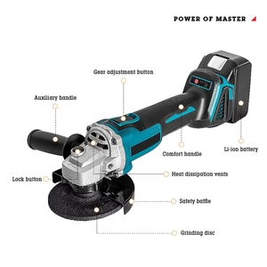 เครื่องเจียรมุมไร้สายแบบพกพา แบตเตอรี่ลิเธียม 20V กำลังไฟ 1200W สำหรับงานอุตสาหกรรม พร้อมสวิตช์แบบเลื่อน  ใบเจียร 50-60Hz - Product Image 2
