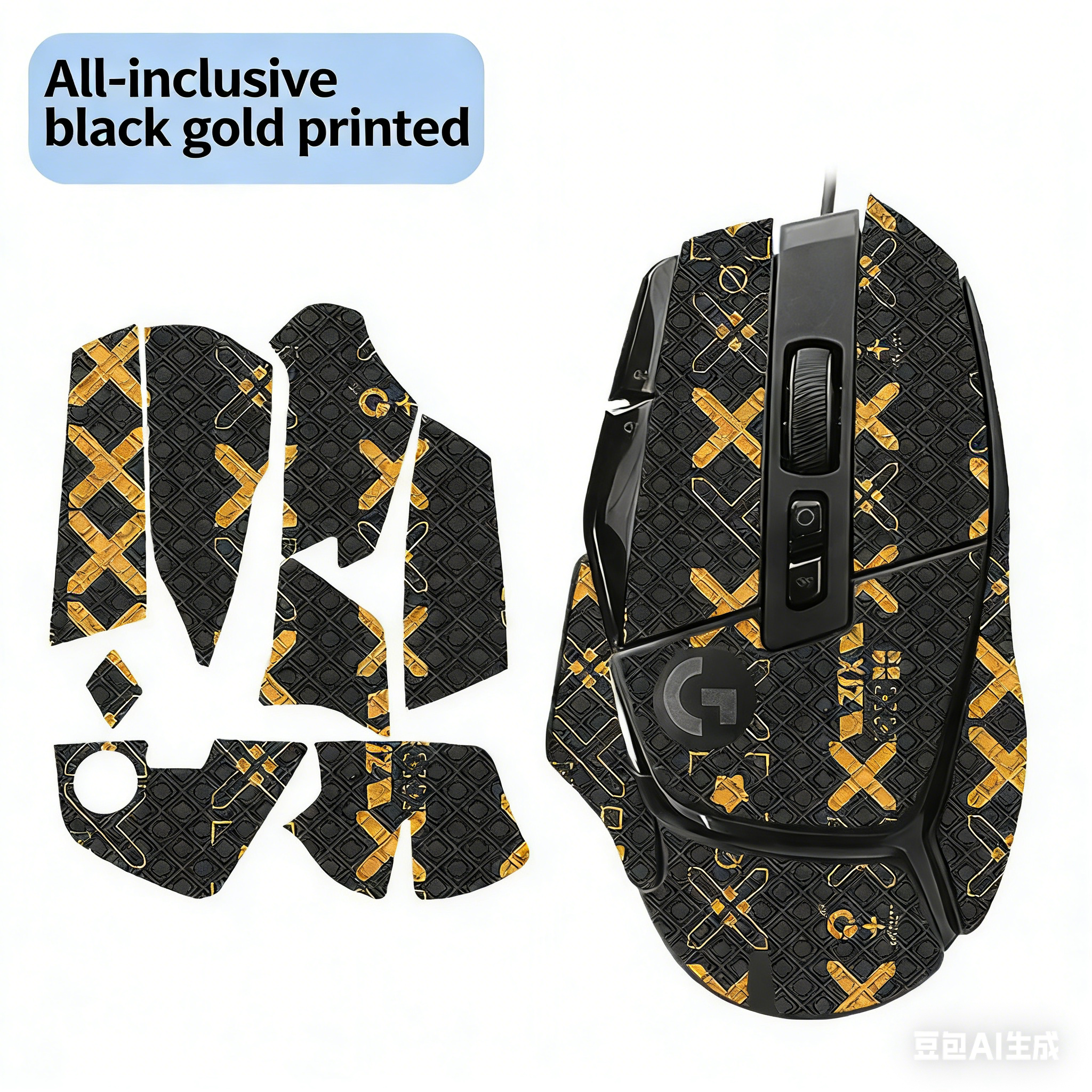 Adhesivo para ratón con estampado de oro negro - Paquete completo