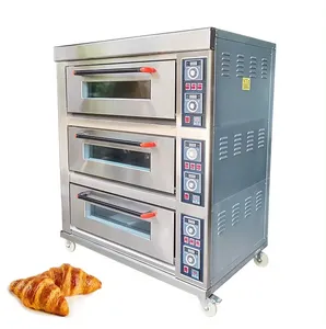 Oven panggang roti kue dek tunggal komersial 1 3 nampan mesin roti Gas Pizza