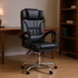 Fauteuil de massage de bureau en similicuir noir avec fonction de vibration, à brancher sur le réseau 110-240v, pour soulager le dos - Product Image 2