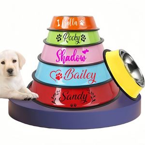 <b>Personalised</b> Stainless Steel <b>Dog</b> <b>Bowl</b> with Anti Skid Silicone, Custom Name Water and Food <b>Bowls</b> for Pets - Product Image 2
