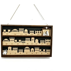 Calendrier de l'Avent en bois pour Noël, compte à rebours de 24 jours pour les fêtes, ornement de traîneau pour enfants, décoration de table, de cheminée ou de mur pour la maison et la famille - Product Image 5