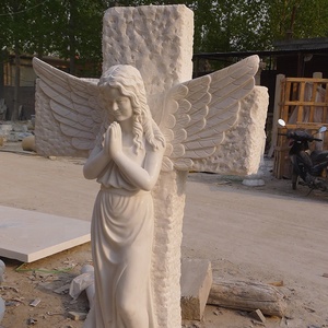 Tay Chạm Khắc đáng yêu có cánh thiên thần qua đầu đá đá cẩm thạch bia mộ - Product Image 2