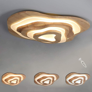 Nouveaux luminaires de plafond en bois à 3 étages pour salon, chambre à coucher, chambre d'enfant, design moderne irrégulier en chêne, luminaire de plafond en bois - Product Image 2