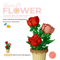 Ensemble de blocs de construction en pot Rose Concord, 204 pièces, jouet d'assemblage DIY en plastique, modèle de fleur décorative pour la maison et le bureau, pour les 7-9 ans