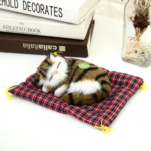 Gato realista, simulación de animales, respiración, dormir, Gato de peluche, perro, bonito muñeco de peluche, juguete, regalo de cumpleaños, adornos de coche para el hogar - Product Image 5