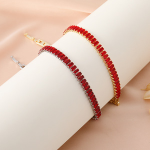 Bracciale Tennis Classico BJG0242B Placcato Oro con Zirconi Colorati e Perline Quadrate - Product Image 4