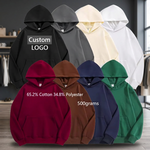 เสื้อฮู้ดดี้ผู้ชายแบบทอเนื้อหนัก 500 กรัม ปักลายตามสั่ง ทรงโอเวอร์ไซส์ ผ้าฟลีซลายเรียบ มีฮู้ด - Product Image 4