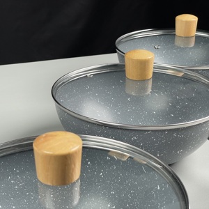 Dayanıklı yüksek kaliteli mermer yapışmaz kızartma tavası hızlı teslimat kolay temizlemek için çok yönlü pişirme - Product Image 2