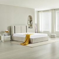 Juego de Cama Minimalista con Almacenamiento, Tamaño Completo 1.8m, King/Queen, Ecológico, Duradero, Tapizado en Tela Suave, Plegable, de Madera, Lujoso