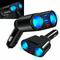 Affichage numérique 120W 2 voies LED allume-cigare de voiture Double prise de courant adaptateur répartiteur + double USB QC3.0 chargeur de voiture rapide