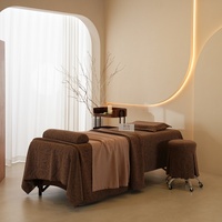 Ensemble de 4 draps-housses marron foncé doux pour la peau pour table de massage et lit de salon de beauté/SPA