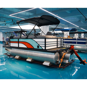 Barca Pontone da 16 Piedi con Rimorchio, Mini Barca Pontone in Alluminio e Gomma da 15 Piedi per il <span class=keywords><strong>Mare</strong></span> con Motore Fuoribordo e Cabina Chiusa - Product Image 1