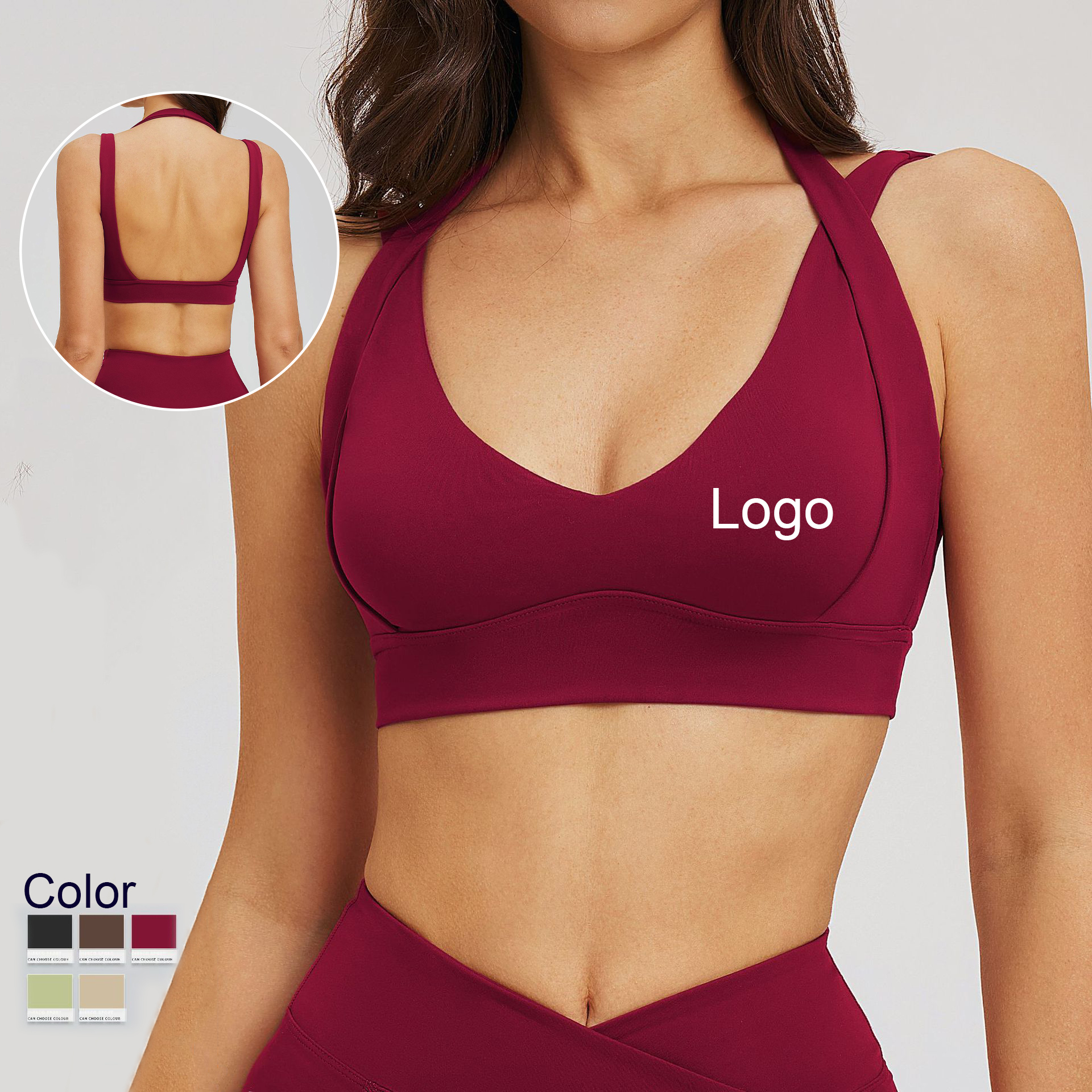 Women's Simple High Support Sports Underwear Hollow Back Anti Shock Breathable Fitness Yoga Sport Bra