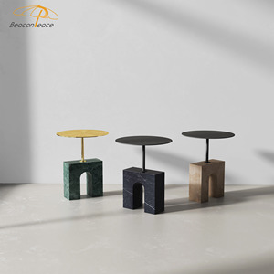 طاولة قهوة رخامية عصرية بتصميم فريد، طاولة شاي صغيرة مستديرة للمقاهي والبيسترو، مناسبة لغرف المعيشة وغرف النوم والمطاعم - Product Image 3