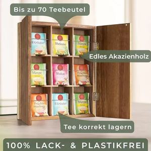 Armoire de rangement pour sachets de thé en bois, 3 étages, organisateur mural pour la cuisine - Product Image 1