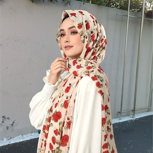 Mới Đến Malaysia Phụ Nữ Hồi Giáo Khăn Turban Kích Thước Lớn Khăn Choàng Màu Nước In Hoa Voan Khăn Hijab 180*70Cm - Product Image 4