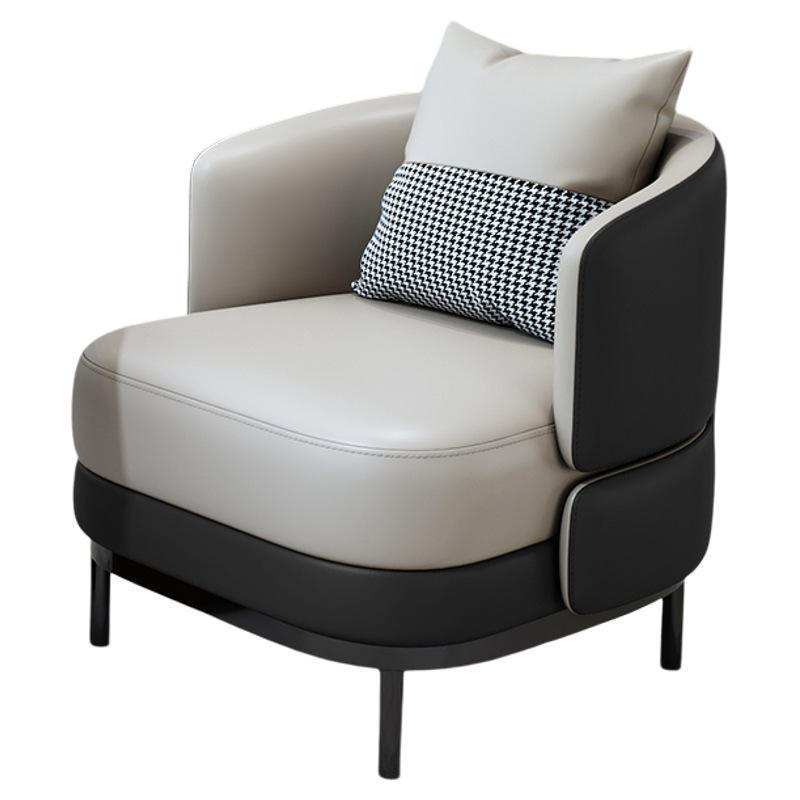 Silla individual de cuero PU negro/beige/gris