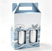 Boîtes rigides carrées pour bière, café et boissons, avec poignée, papier couché, pelliculage brillant, lot de 2, logo personnalisé, emballage artisanal pour brasserie