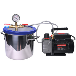 3/5/7 Gallon Stainless Steel <strong>Vacuum</strong> Degassing Chamber Kit with Single Stage Double Stage <strong>Vacuum</strong> <strong>Pump</strong> Set - Product Image 2