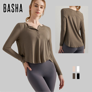 Gym Sport Femmes Active Wear Tshirt Manches Longues Bouton Côtelé Crop Top Formation Fitness Running Deportes De <span class=keywords><strong>Manga</strong></span> Corta - Product Image 1