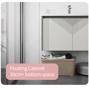 Juego de muebles de baño de buena calidad, armario de almacenamiento delgado de aluminio espacial, baño <span class=keywords><strong>con</strong></span> <span class=keywords><strong>espejo</strong></span> de lavabo integrado <span class=keywords><strong>con</strong></span> iluminación - Product Image 4