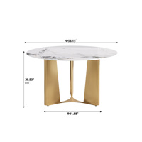 Table à manger rotative de luxe moderne Voxhome, pieds dorés, pierre frittée, style marbre rond, mobilier de maison