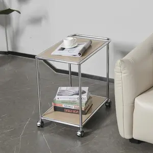 Modern Simple Spinner Trolley Cart Coffee Table for Bedroom Stainless Steel Beside Table Luxury