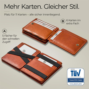 Genuine Leather <b>Wallet</b> Men's Multi-Card RFID Anti-Theft Light <b>Brown</b> Spring 2026 Everyday Use - Product Image 2