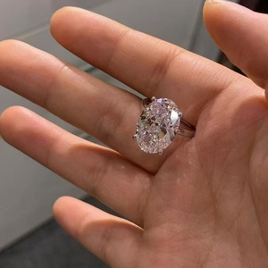 แหวนหมั้นเพชรเพาะเลี้ยงที่ได้รับการรับรองจาก IGI ประดับทองคำแท้ 14K/18K ดีไซน์วงแหวนแบบ Pave รูปไข่ หรูหรา สำหรับทั้งชายและหญิง - Product Image 3