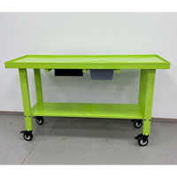 Banc de travail roulant robuste pour outils industriels avec 1 étagère inférieure, table de travail en acier pour atelier, usine, réparation automobile