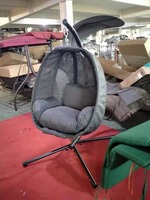 Chaise longue en métal d'intérieur/extérieur avec auvent pour la plage, les loisirs, la chambre à coucher, le balcon, le salon - Chaise suspendue en tissu