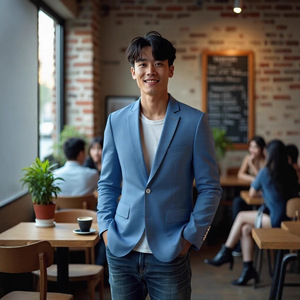 Giacca da <span class=keywords><strong>Uomo</strong></span> Stile Coreano Casual Elegante Monopetto <span class=keywords><strong>Slim</strong></span> Fit Multicolore Brillante e Fresco per Lavoro Quotidiano Vendita all'Ingrosso - Product Image 4