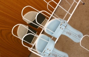 Horizontal <b>Shoe</b> <b>Rack</b> Metal Single Tier Space Saving Entryway <b>Storage</b> White 6-10 Pairs Capacity Minimalist Design - Product Image 3