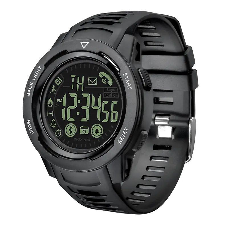 2021 Waterproof Plastic and Stainless Steel Wholesale Men Sport Smart Watch With Pedometer