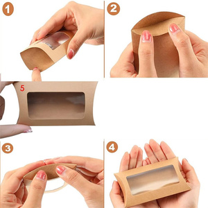 Caja de Embalaje de Papel Kraft Mini con Ventana Transparente, Caja de Regalo para Dulces, Chocolates, Panadería, Exhibición de Bodas - Product Image 5