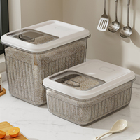 Ensemble de contenants de stockage alimentaire robustes à couvercle rabattable, boîte en plastique PP de qualité alimentaire pour céréales, solution empilable pour garde-manger