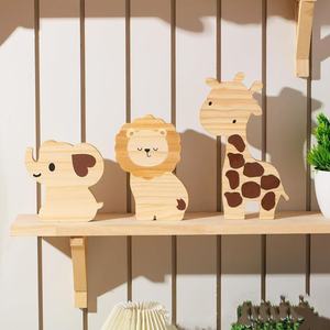 Décorations d'animaux en bois, lot de plusieurs pièces, bois massif, style scandinave, décoration de chambre à coucher, chambre d'enfant - Product Image 1