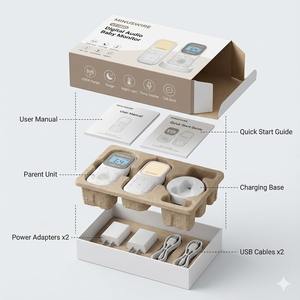 Moniteur audio pour bébé avec alerte sonore vibrante, capteur de température et d'humidité ambiante, veilleuse, berceuses et bruit blanc - Product Image 3