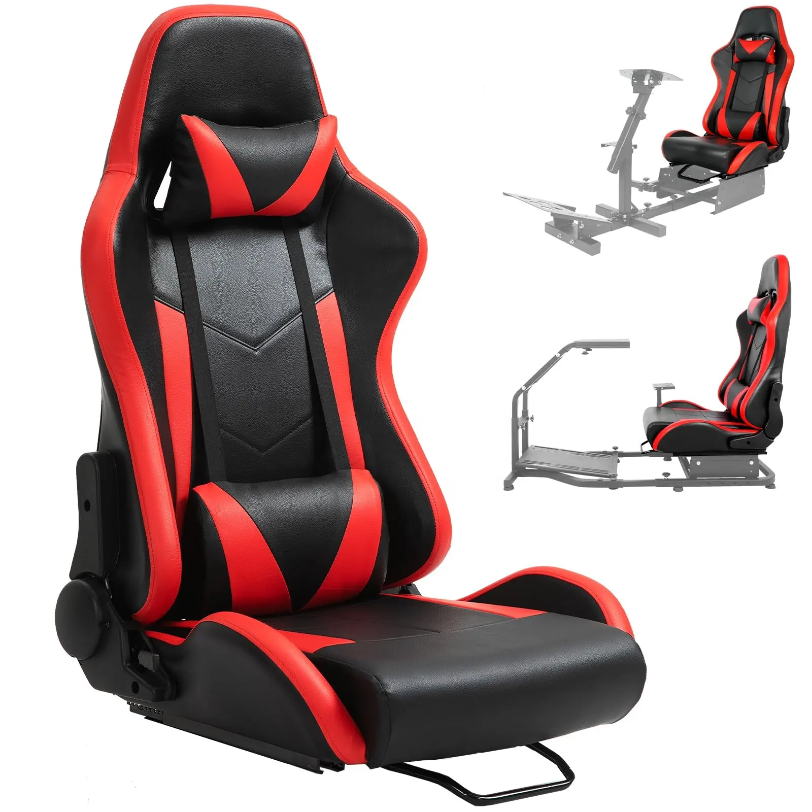 Ergonomischer Rennsitz stuhl mit verstellbarem Doppels chieber Fit Racing Simulator Cockpit Radständer PU Liegender Videospiel stuhl