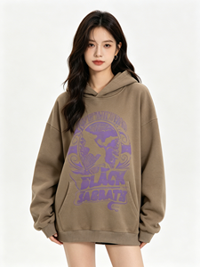 <span class=keywords><strong>Sweat</strong></span> à capuche décontracté de haute qualité Automne Hiver 2026, style rétro, couleur unie, épais, imprimé, coupe oversize, pour le streetwear - Product Image 5