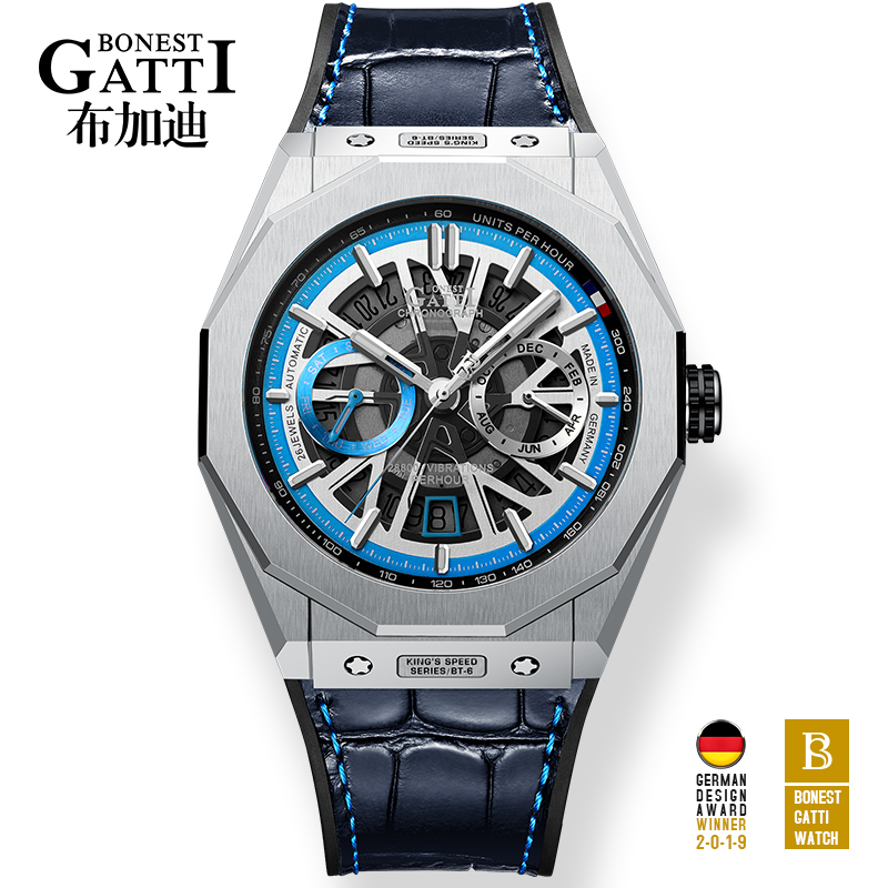 El Rey es la velocidad de alta calidad de acero inoxidable de cuerda automática de reloj para hombres con