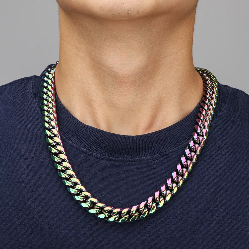 Ice out collar promocional personalizado al por mayor de eslabones cubanos de gold chain diamond necklace