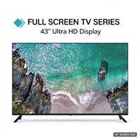TV UHD 43 Inci Kontrol Suara 4K Layar Tanpa Bingkai Hampir Nol Bezel dengan Dudukan Meja, Televisi Android LED LCD Pintar 43"