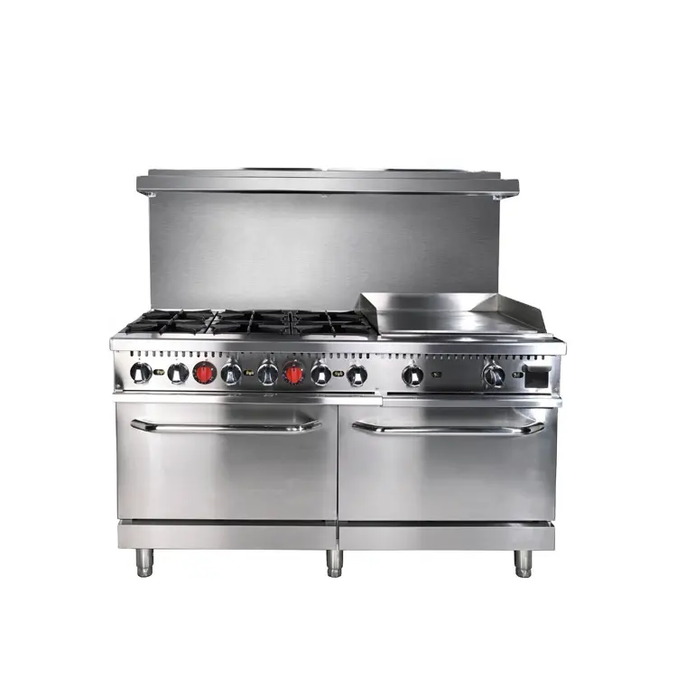 Commercial Industrial Heavy Duty Gas Cooking Top Range With Oven 4 6 8 Burners