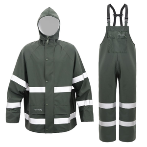 Traje Impermeable con Capucha de PVC de Alta Calidad, Color Verde Militar, para Mujer, Resistente al Fuego, para Invierno - Product Image 1